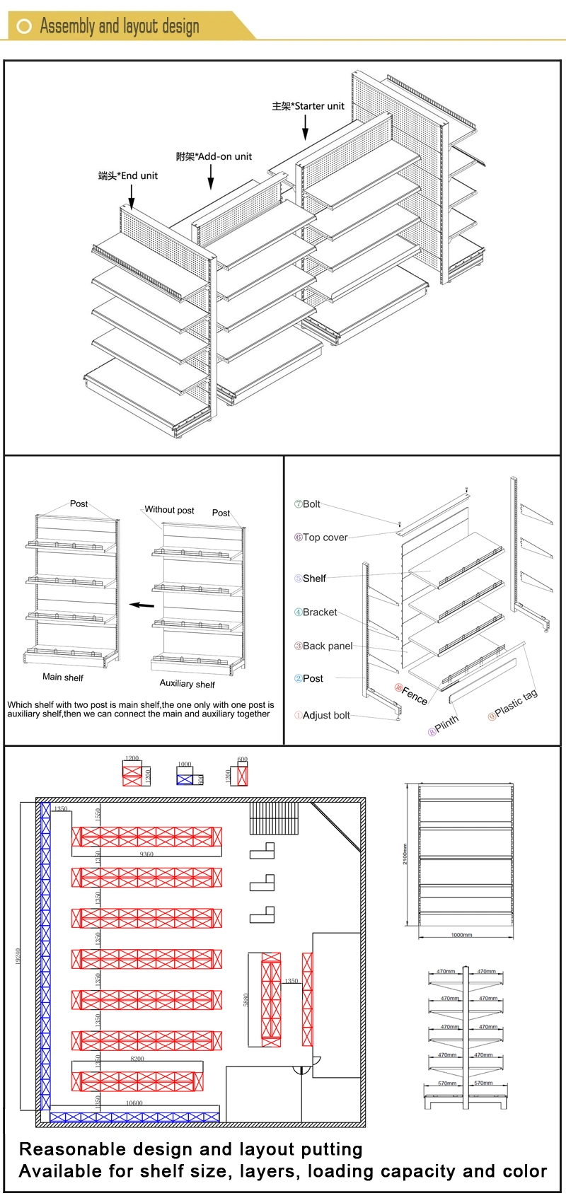 Medium Supermarket Book Shelves with Label Holder